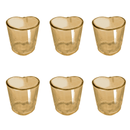 Jogo 6 Copos para Shot Licor de Vidro Coração Âmbar 45ml