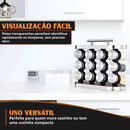 Kit 12 Potes Porta Tempero Condimento Vidro Madeira E Aço Inox