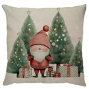 Capa de Almofada Natalina Decoração de Natal Festa Enfeite Papai Noel Renas Boneco de Neve Linho Estampado 43x43cm