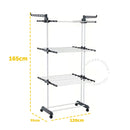 Kit 2 Varal De Chão com Prateleiras e Rodinhas - 3 Andares Dobrável Portátil