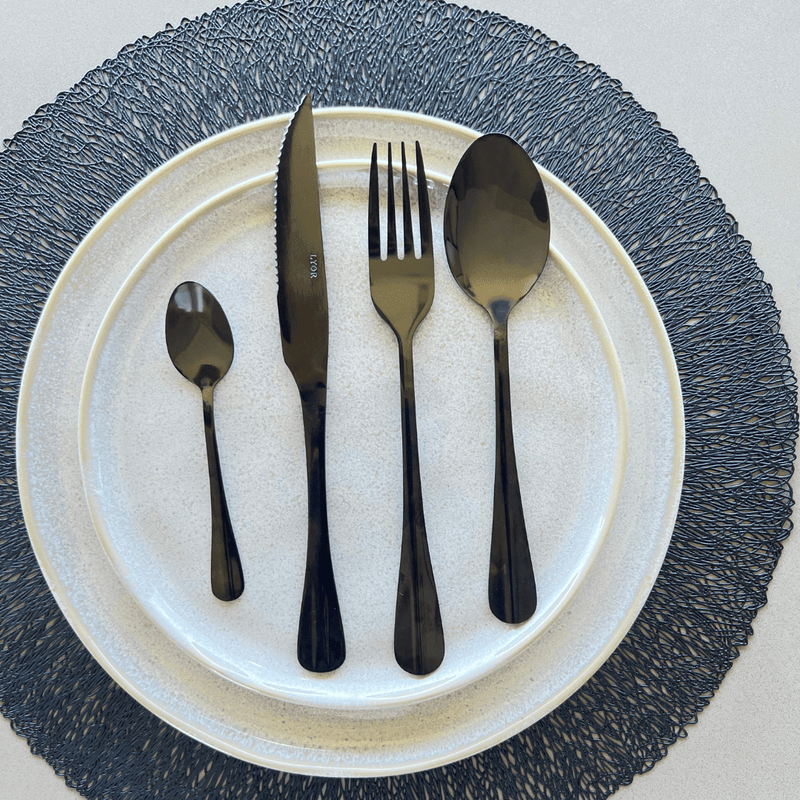 Faqueiro 24 Peças de Aço Inox Positano Preto Ônix