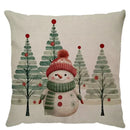 Capa de Almofada Natalina Decoração de Natal Festa Enfeite Papai Noel Renas Boneco de Neve Linho Estampado 43x43cm