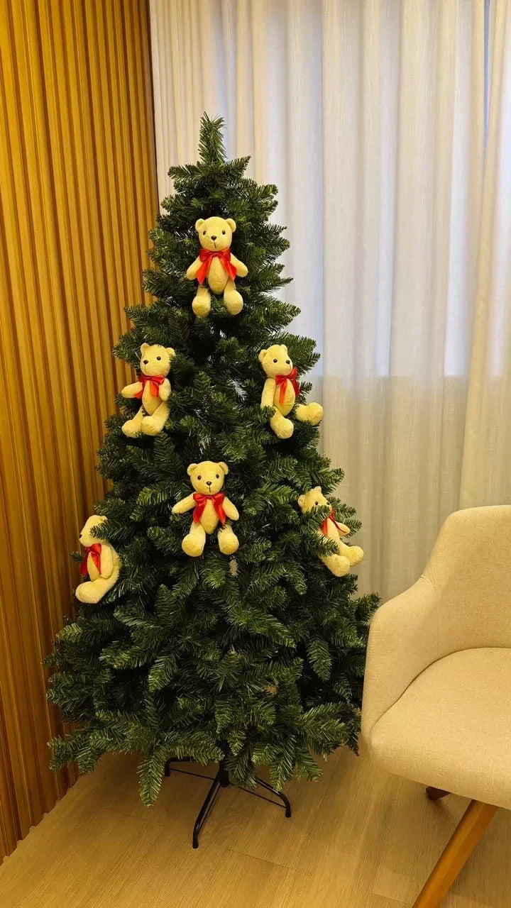 Kit 10 ursinhos articulados PP -20 cm marrom claro ou creme com laço de cetim.