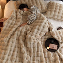 Cobertor De Pele De Luxo Com Inverno Espesso E Aconchegante Coelho Lança Sofá Cobertura De Cama Colcha