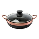 Frigideira De Pedra Sabão 20 Cm Com Tampa De Vidro