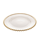 Prato Sobremesa Cristal com Borda Bolinha Dourada Pearl - 20 cm