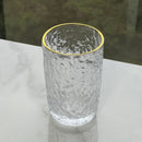 Copo Alto Petra Martelado em Cristal com Fio de Ouro 430ml