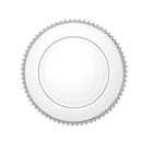 Prato Raso Cristal com Borda Bolinha Prata Pearl - 28 cm