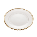 Prato Sobremesa Cristal com Borda Bolinha Dourada Pearl - 20 cm