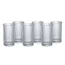 Jogo 6 Copos de Vidro Alto Long Drink Graffiato Transparente 420ml