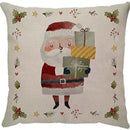 Capa de Almofada Natalina Decoração de Natal Festa Enfeite Papai Noel Renas Boneco de Neve Linho Estampado 43x43cm