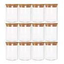 Kit De 12 Potes Herméticos Vidro Tampa Bambu 110ml