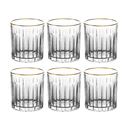 Jogo 6 Copos Baixos Whisky Soho Cristal Ecológico com Borda Dourada 310ml