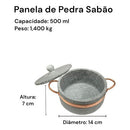 Jogo de Panelas Pedra Sabão 04 peças - 500ml +1L +1,5L +3L